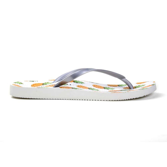 Noosa Print Toe Post Sandal - Silver Pineapple