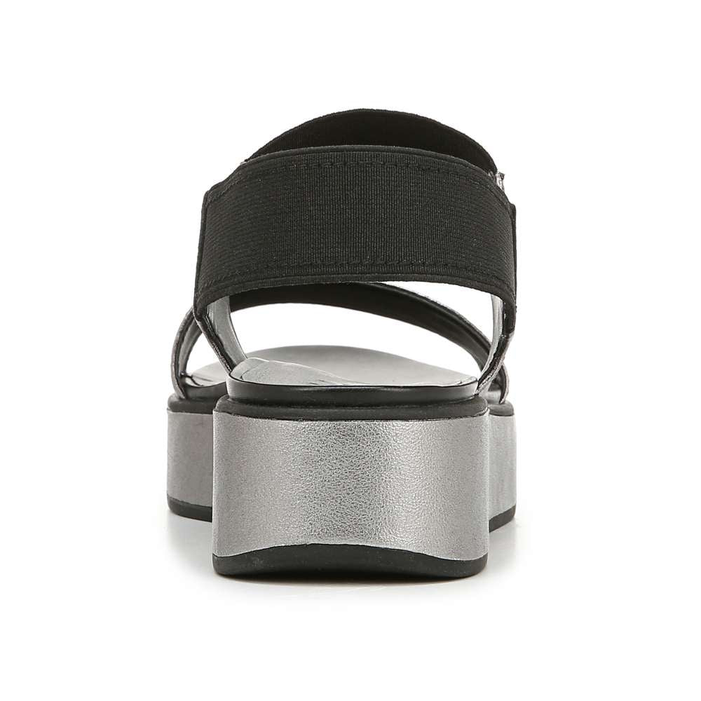 Carys Platform Sandal - Black/Pewter