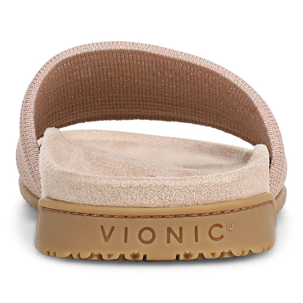 Evie Knit Slide - Tan/Gold