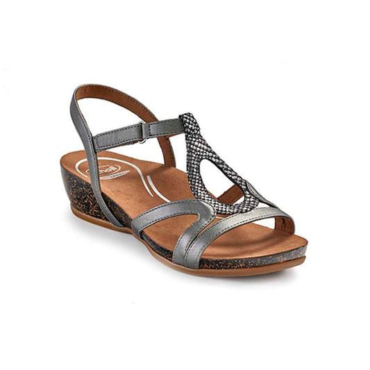 Juliet Backstrap Wedge - Pewter