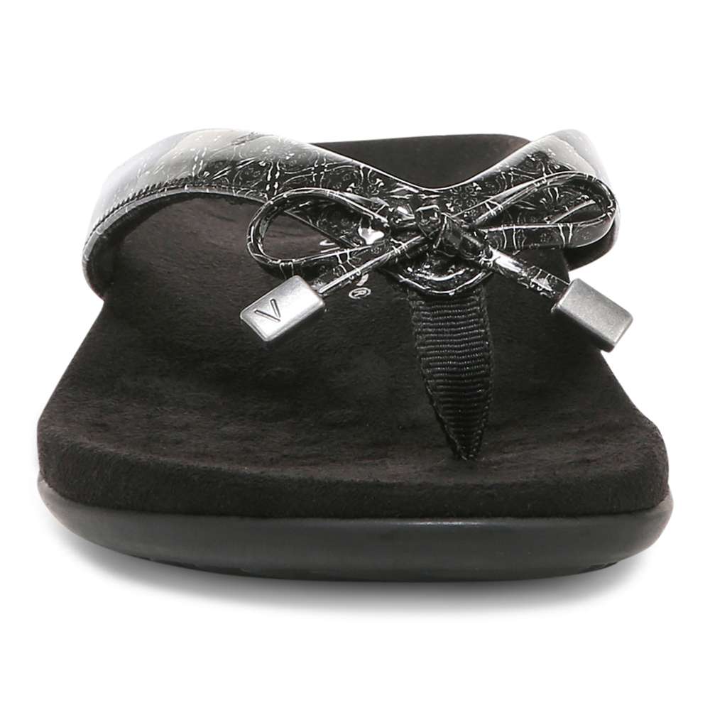 Bella Toe Post Sandal - Black Tile