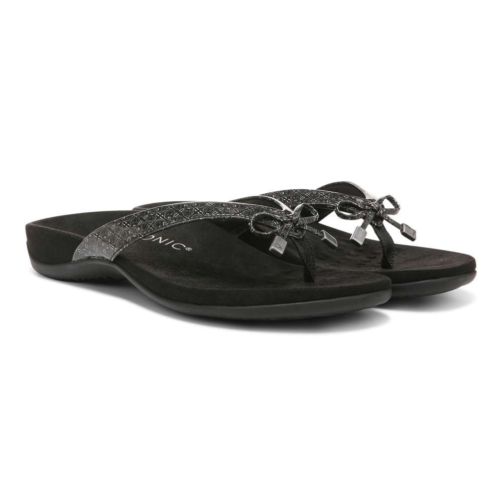 Bella Toe Post Sandal - Black Tile