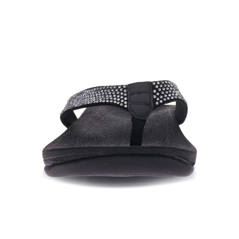 Allora Toe Post Sandal - Black Rhinestone
