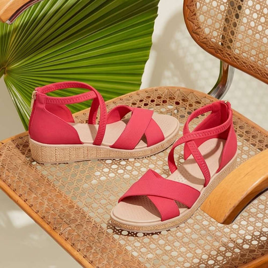 Lifestyle image for Bali Sand Wedge Sandal - Viva Magenta
