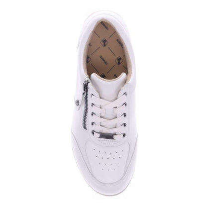 Boston Zip Casual Sneaker - White Punched