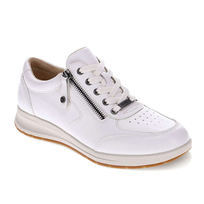 Boston Zip Casual Sneaker - White Punched