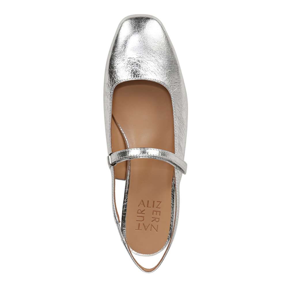 Connie Mary-Jane Slingback Flat - Silver