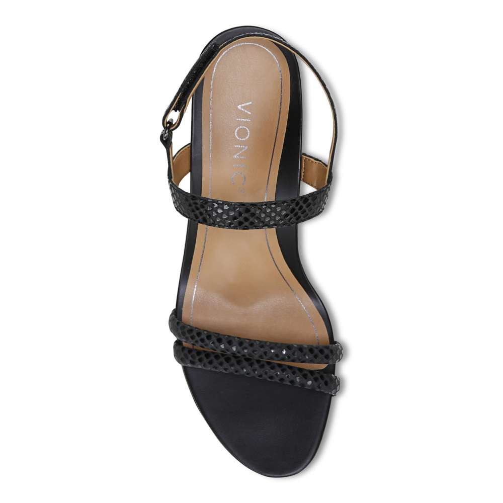 Emmy Wedge Sandal - Black Lizard