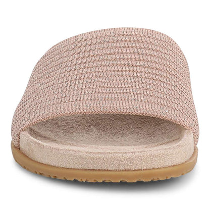 Evie Knit Slide - Tan/Gold