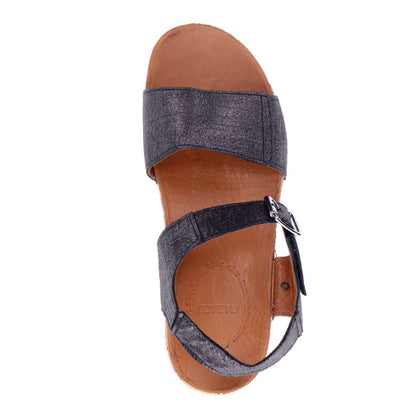 Georgia Back Strap Sandal - Black Linen