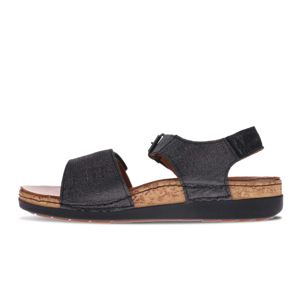 Georgia Back Strap Sandal - Black Linen