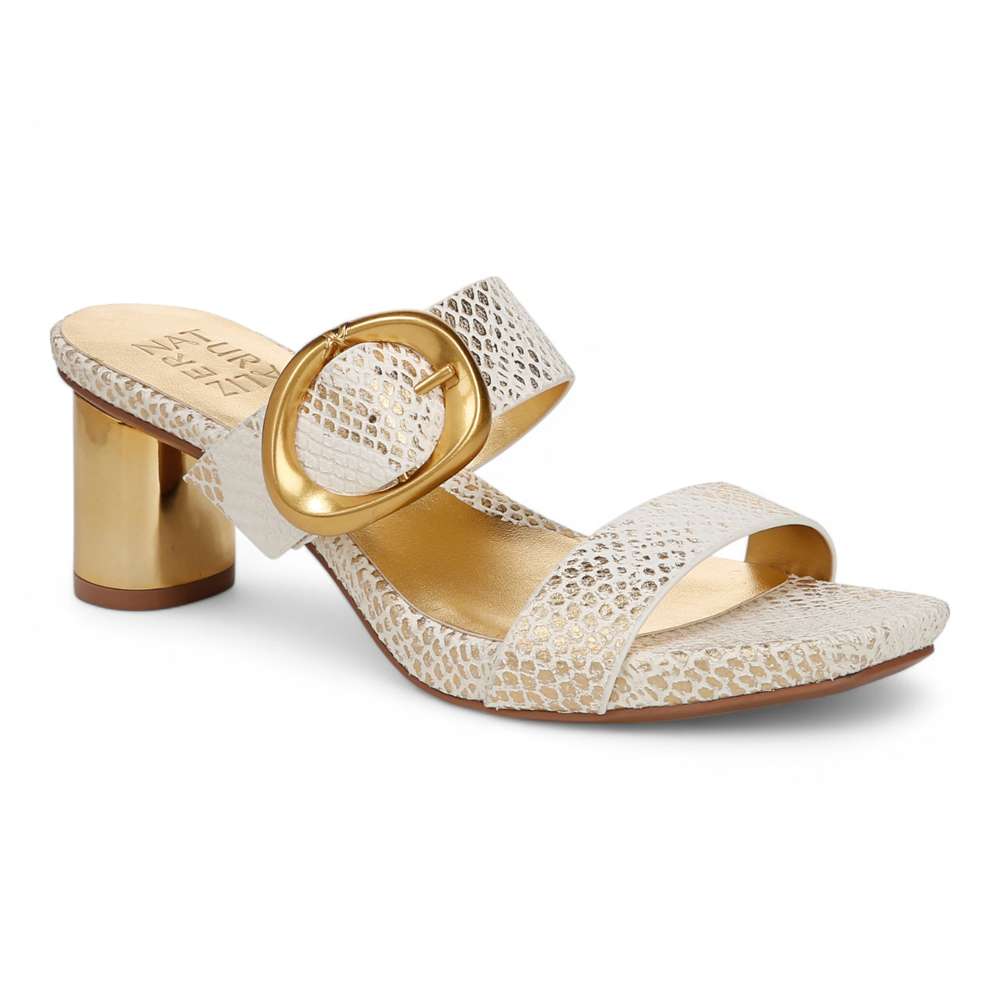 Ida Dress Sandal - White/Gold Snake