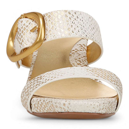 Ida Dress Sandal - White/Gold Snake