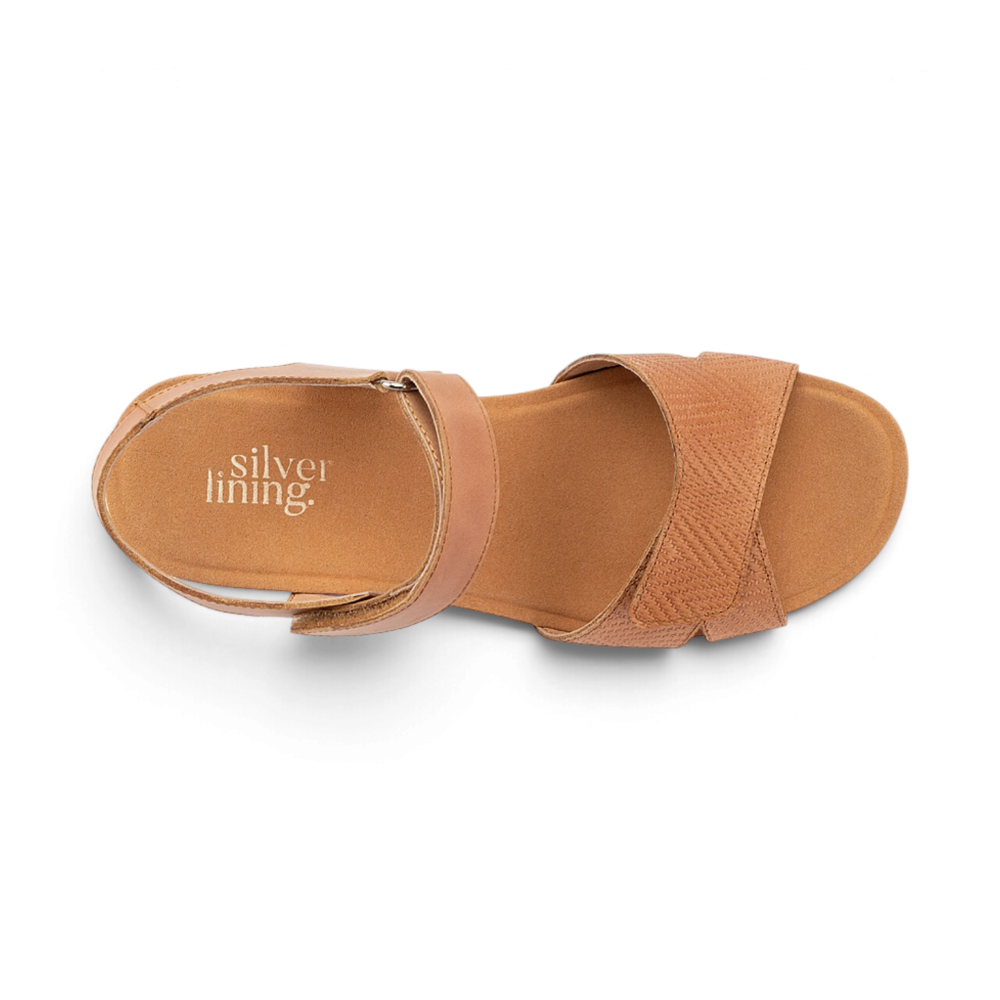 Lucy Embossed Wedge - Tan