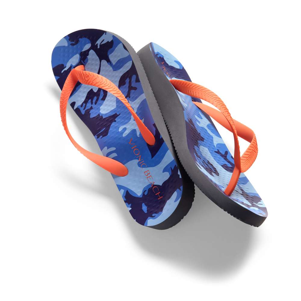 Beach Manly Toe Post Sandal - Blue Camo Orange