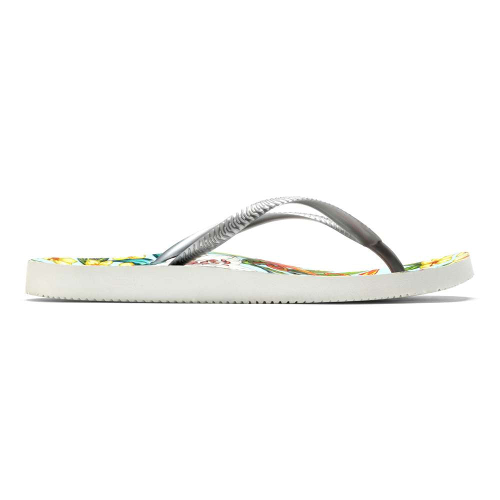 Noosa Print Toe Post Sandal - Light Blue Floral Silver