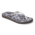 Noosa Print Toe Post Sandal - Black Cheeta Silver