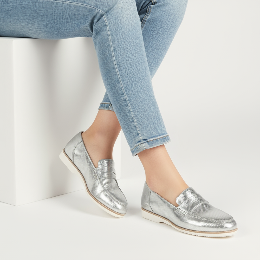 Remi Casual Slip-On - Silver Snake