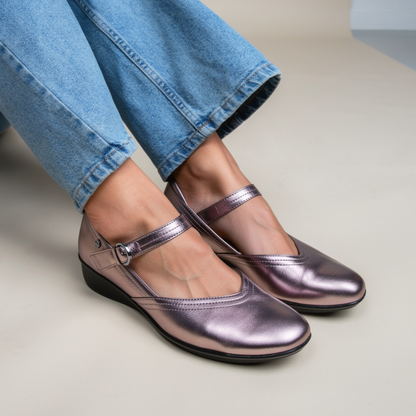 Narita Mary-Jane Flats - Gunmetal