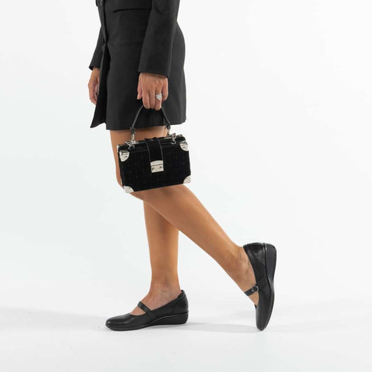 Lifestyle image for Sicily Wedged Mary-Jane - Black French