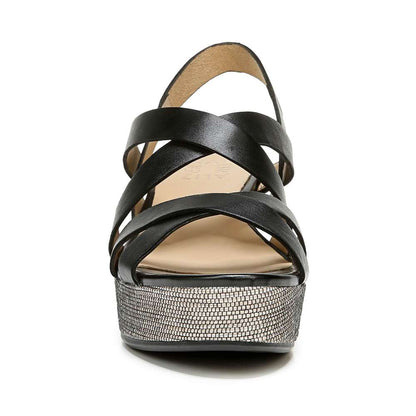 Unique Wedge Sandal - Black
