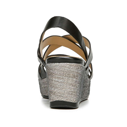 Unique Wedge Sandal - Black