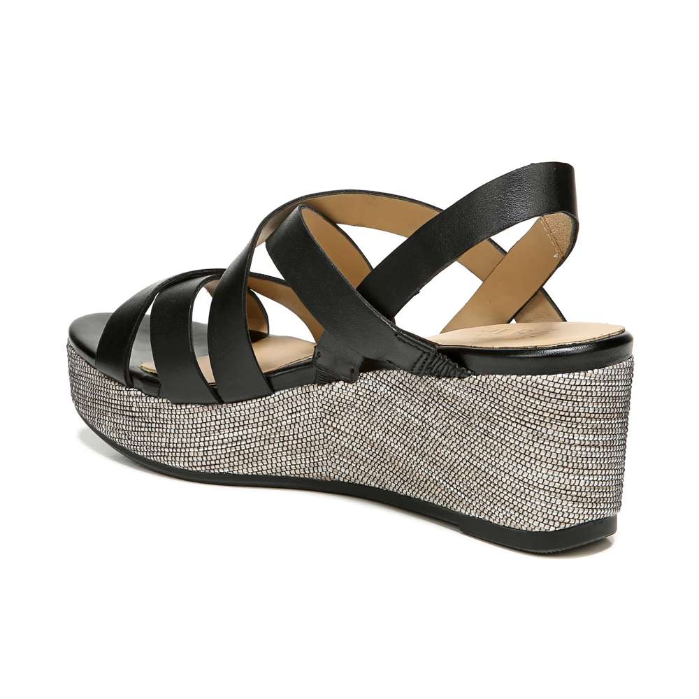 Unique Wedge Sandal - Black