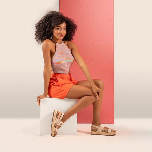 Lifestyle image for Vania Arch Support Platform Sandal - Ivory