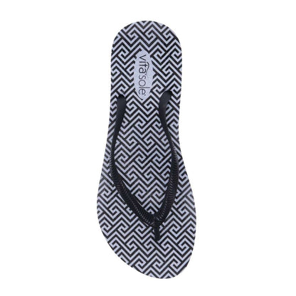 Venice Print Women's Toe Post Sandal - Black Maze