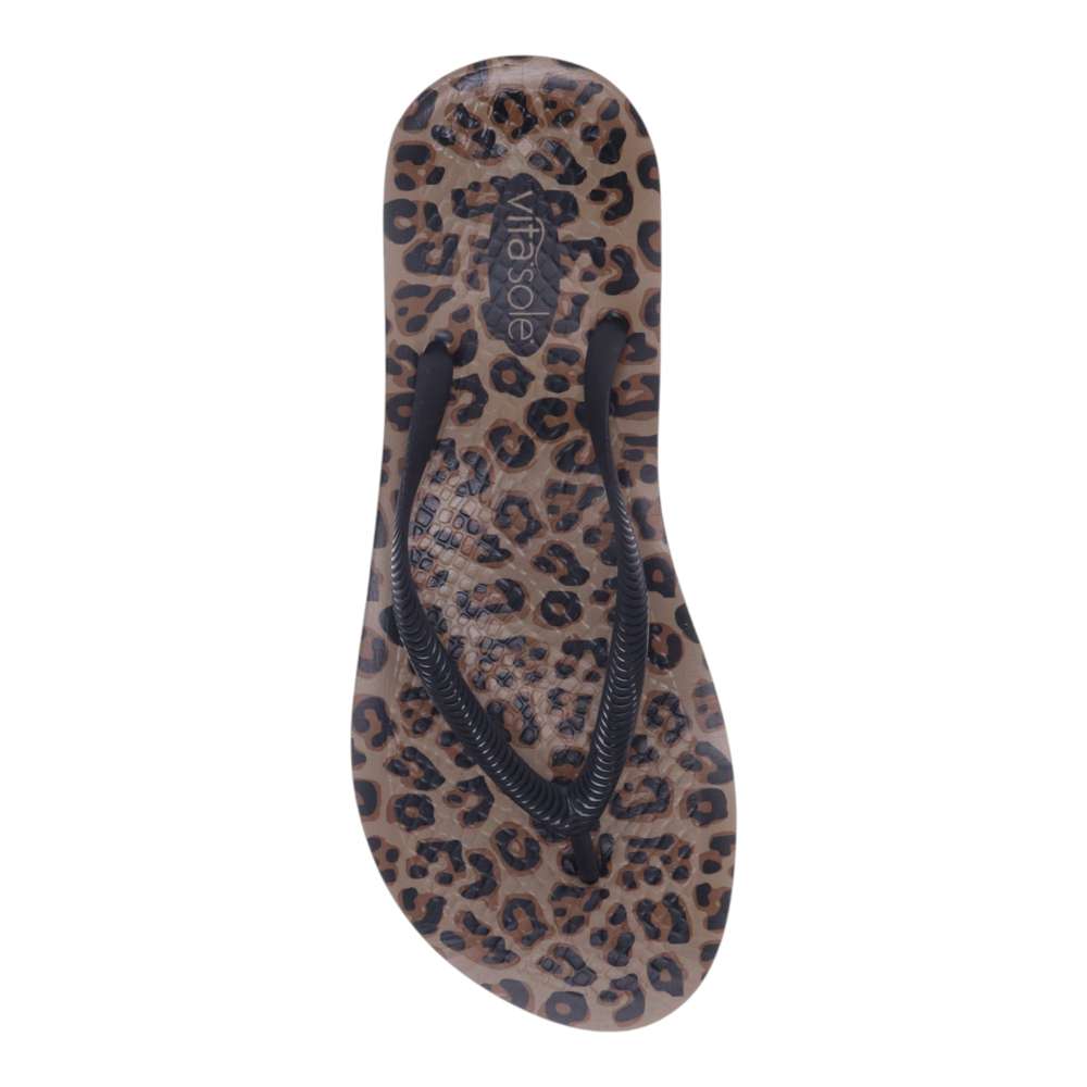 Venice Print Women's Toe Post Sandal - Black Leopard
